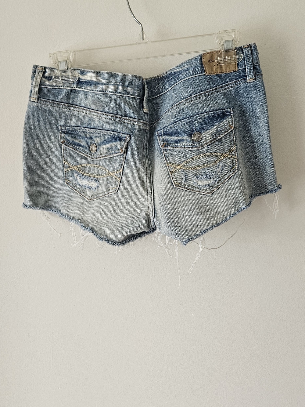 Abercrombie & Fitch Light Wash Distressed Denim Cutoff Shorts